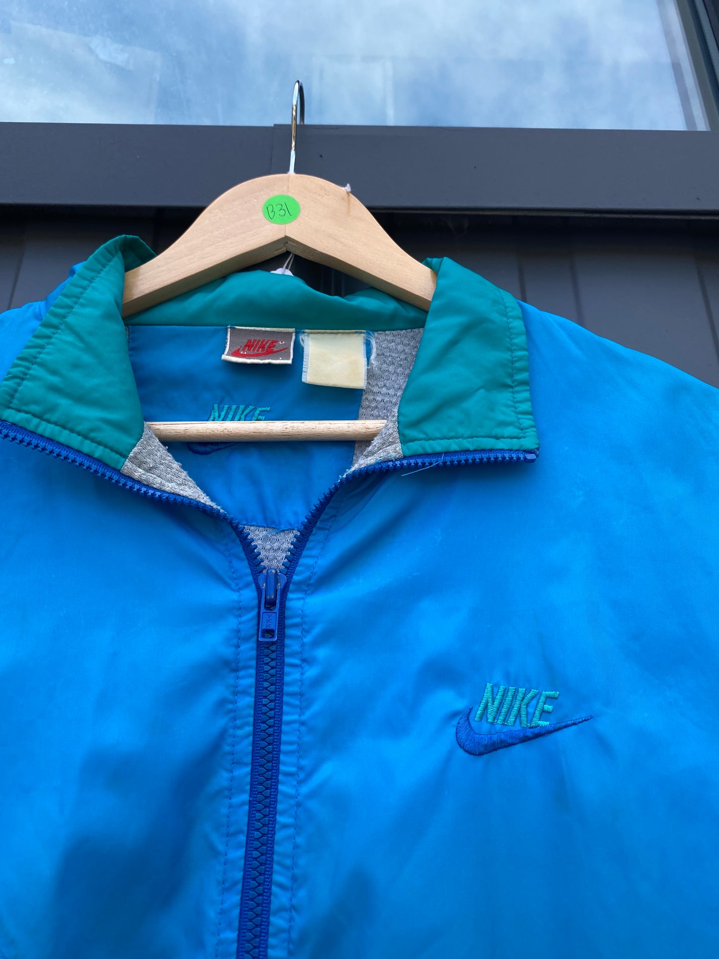 Vintage 90’s Nike Green & Blue Windbreaker Jacket ( Large )