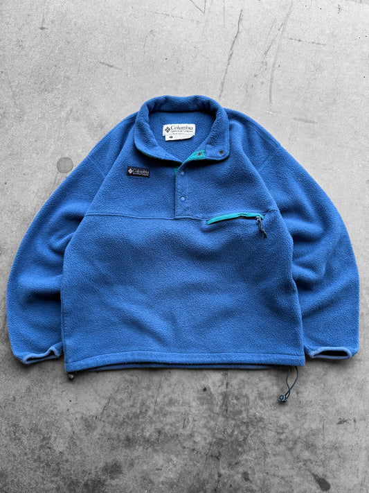 Vintage 1990s Columbia Sportswear Blue Button Snap Fleece ( Large )