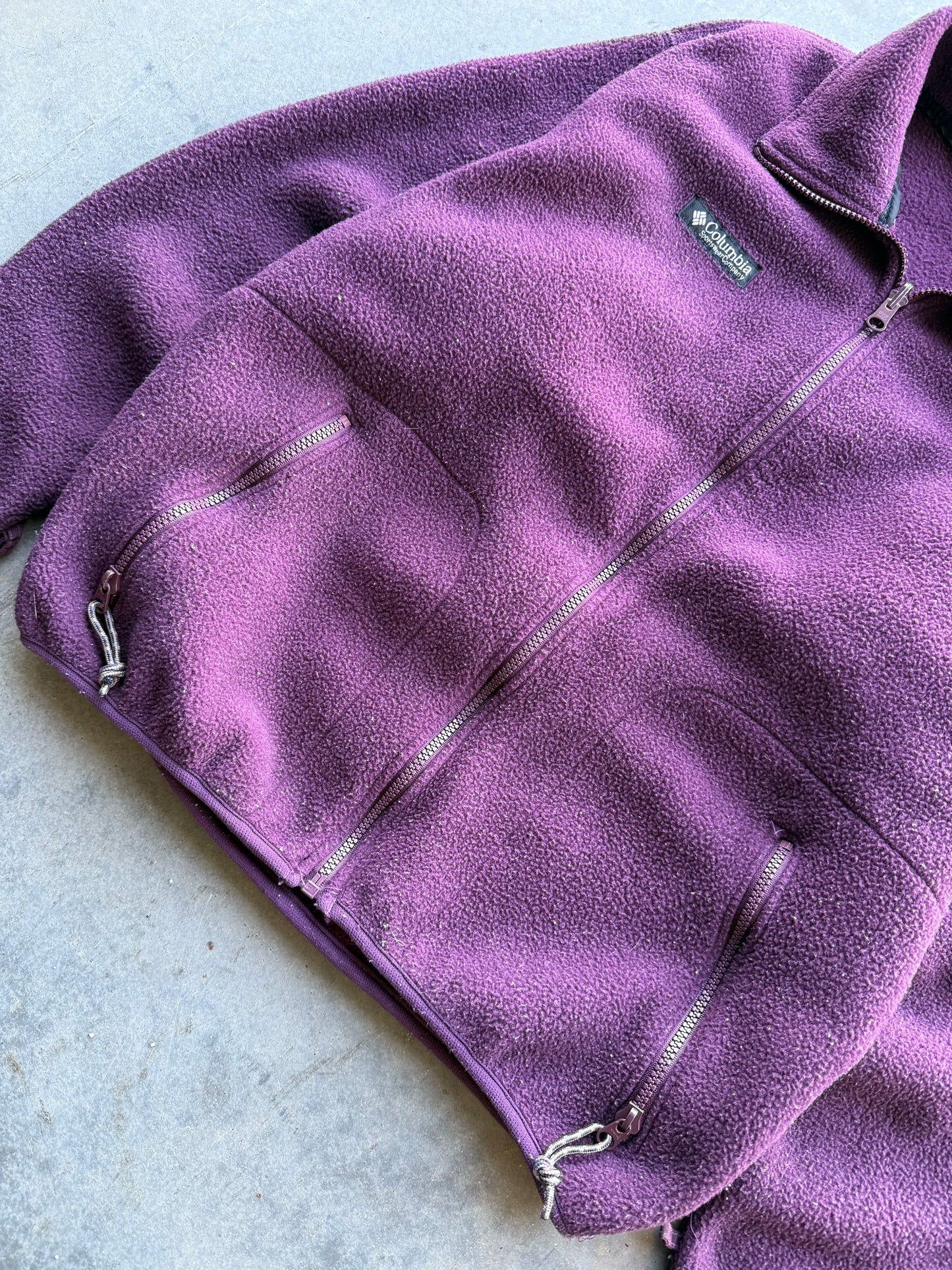 Vintage 1990s Columbia Purple Magenta Zip Up Fleece Sweatshirt ( Medium )
