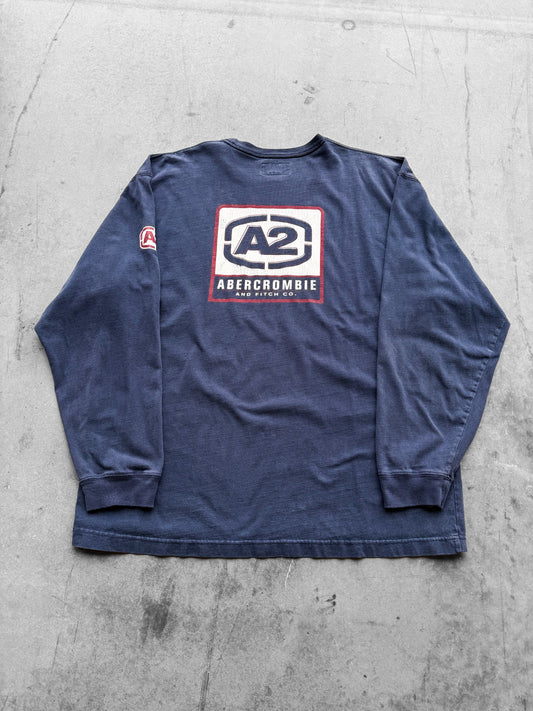 Vintage 2000s Abercrombie & Fitch Long Sleeve Navy Tee ( XL )
