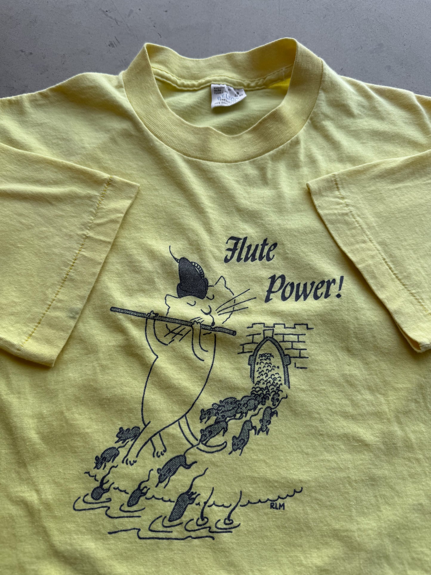 Vintage 70s Flute Power Cat Tee ( Small )