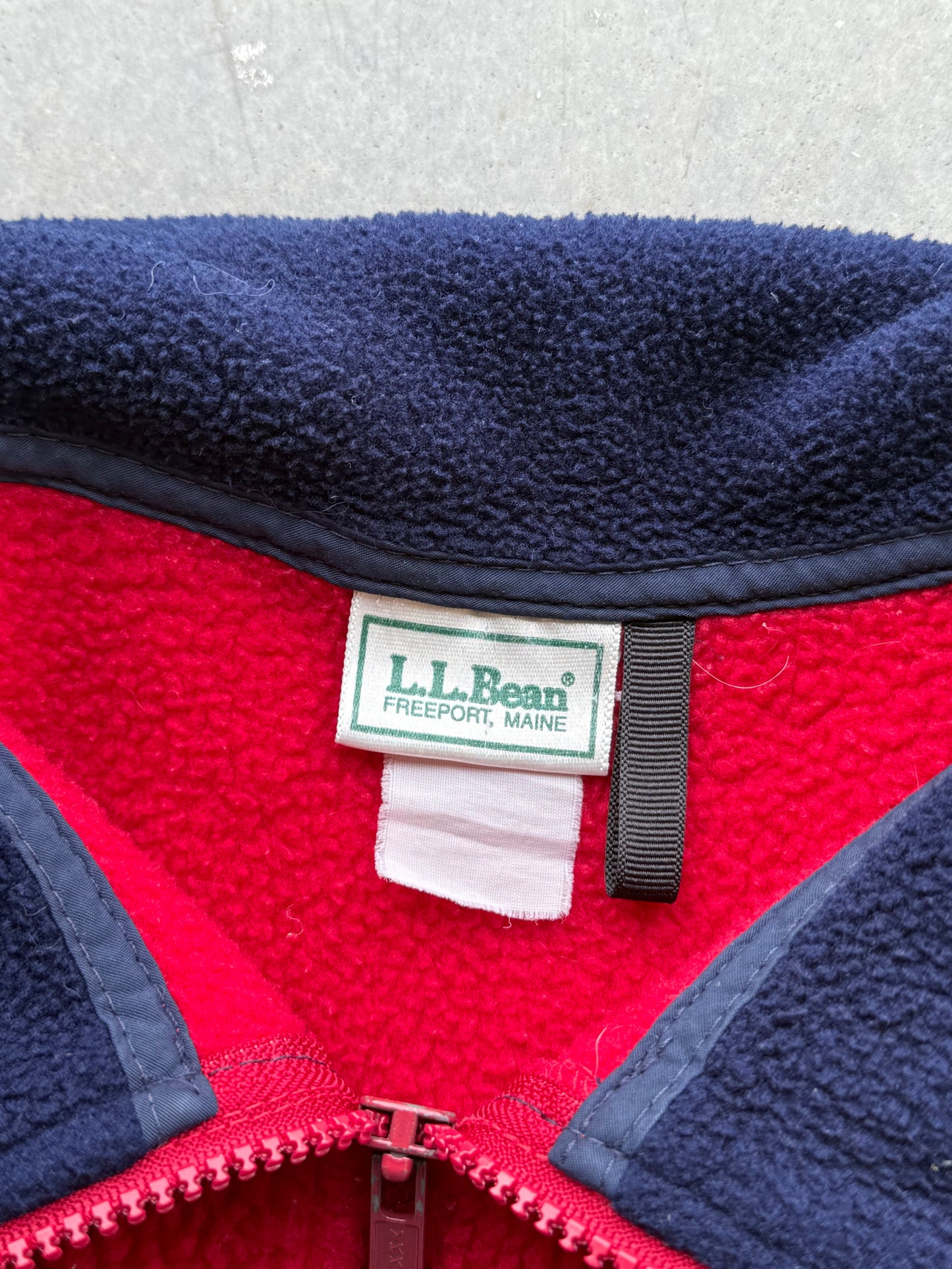 Vintage 1990s LL Bean Fuzzy Quarter Zip Red Fleece