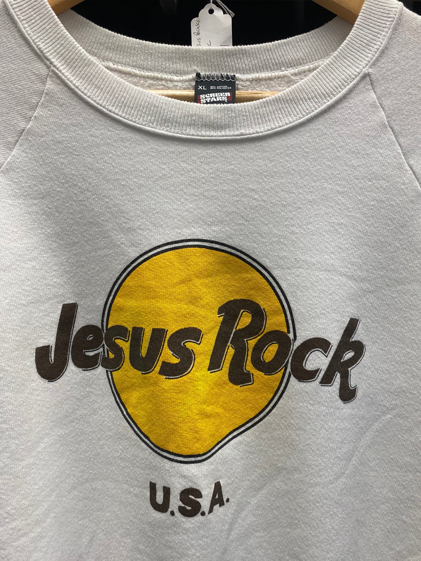 Vintage Jesus Rock U.S.A White Crewneck ( XL )