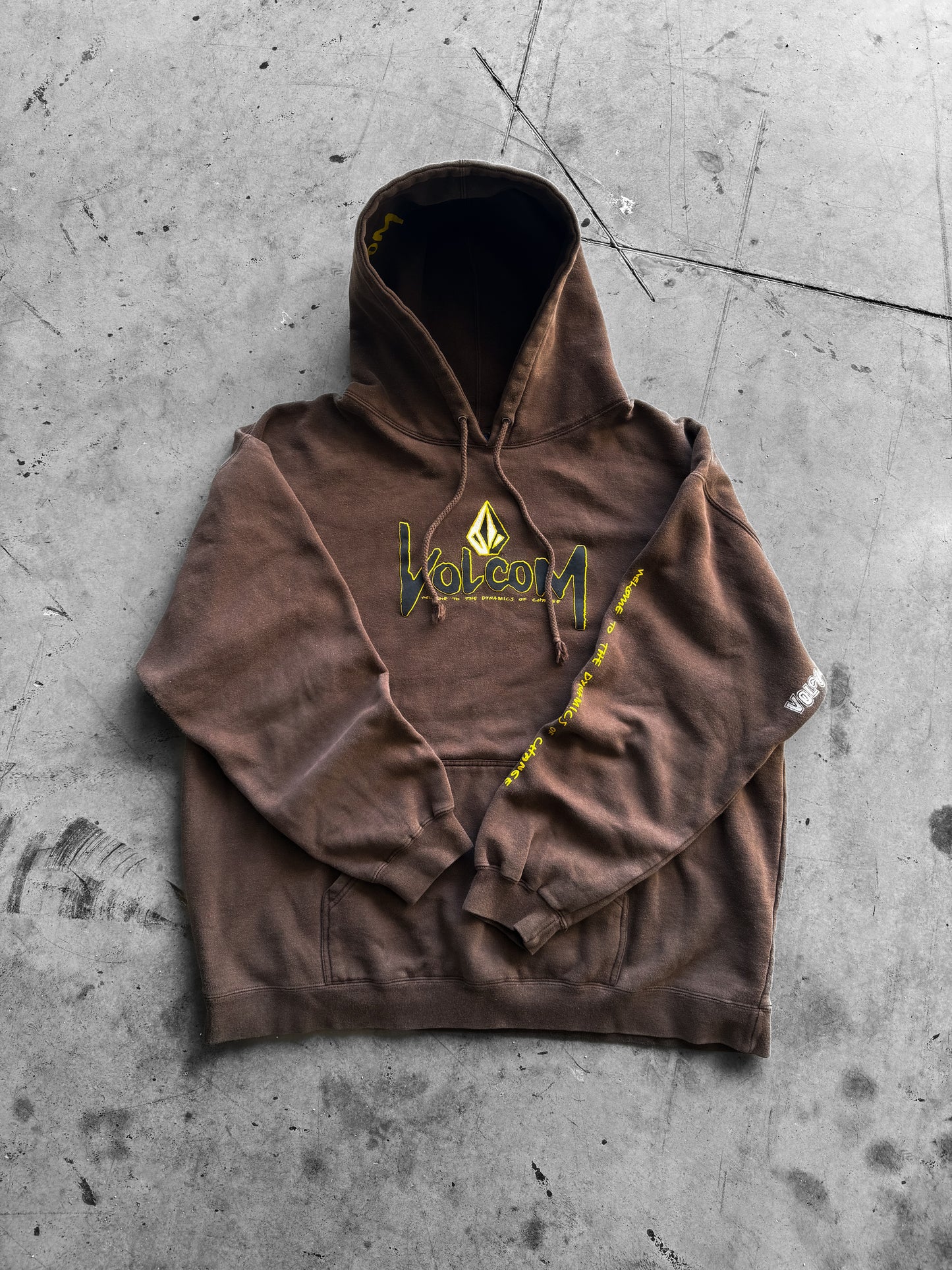 Vintage 2000s Volcom Brown Skate Y2K Hoodie ( XL )