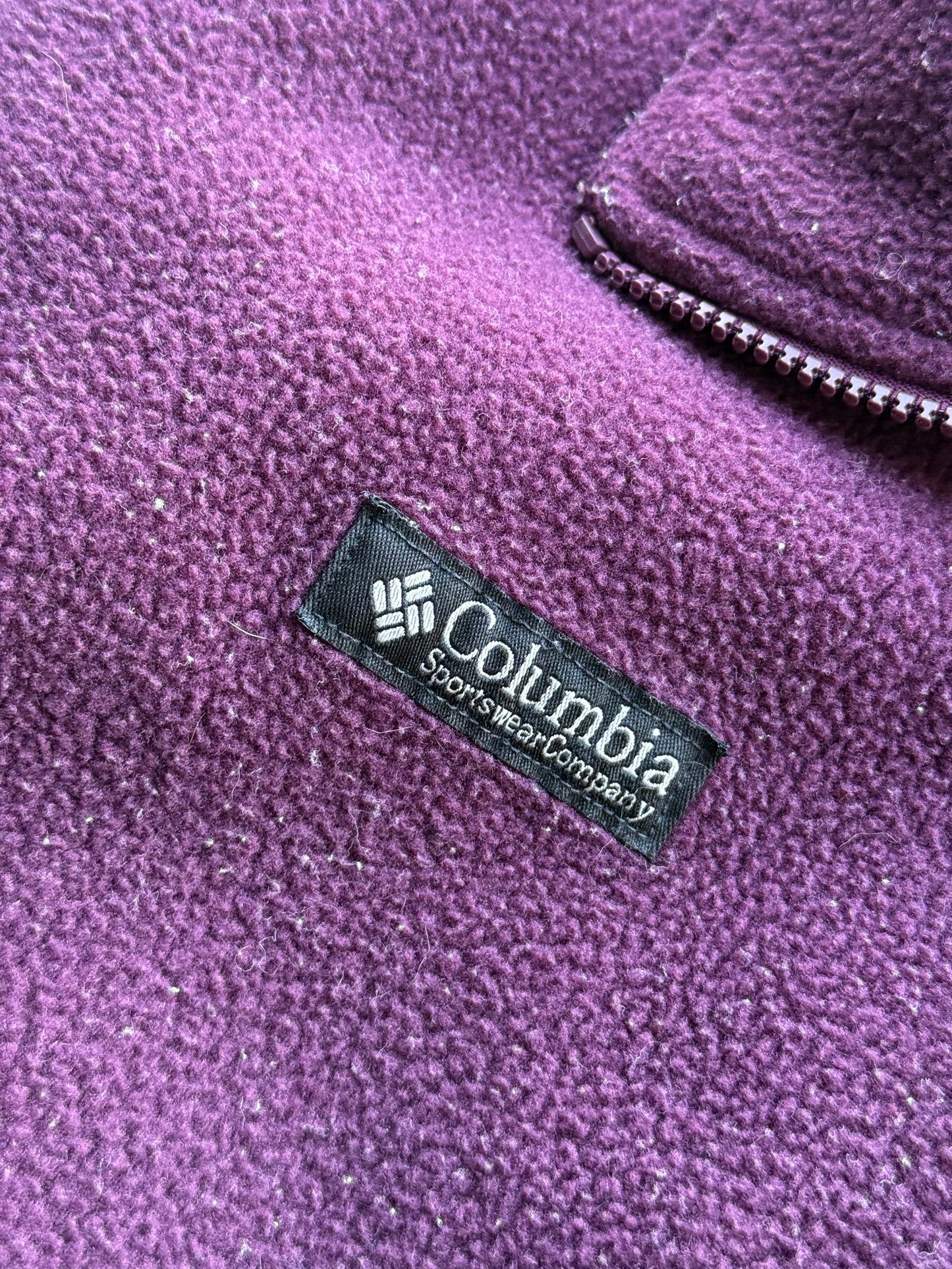 Vintage 1990s Columbia Purple Magenta Zip Up Fleece Sweatshirt ( Medium )