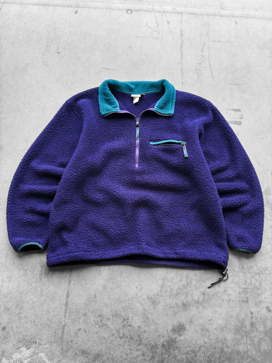 Vintage 1990s L.L.Bean Fuzzy Quarter Zip Purple Fleece ( XL )