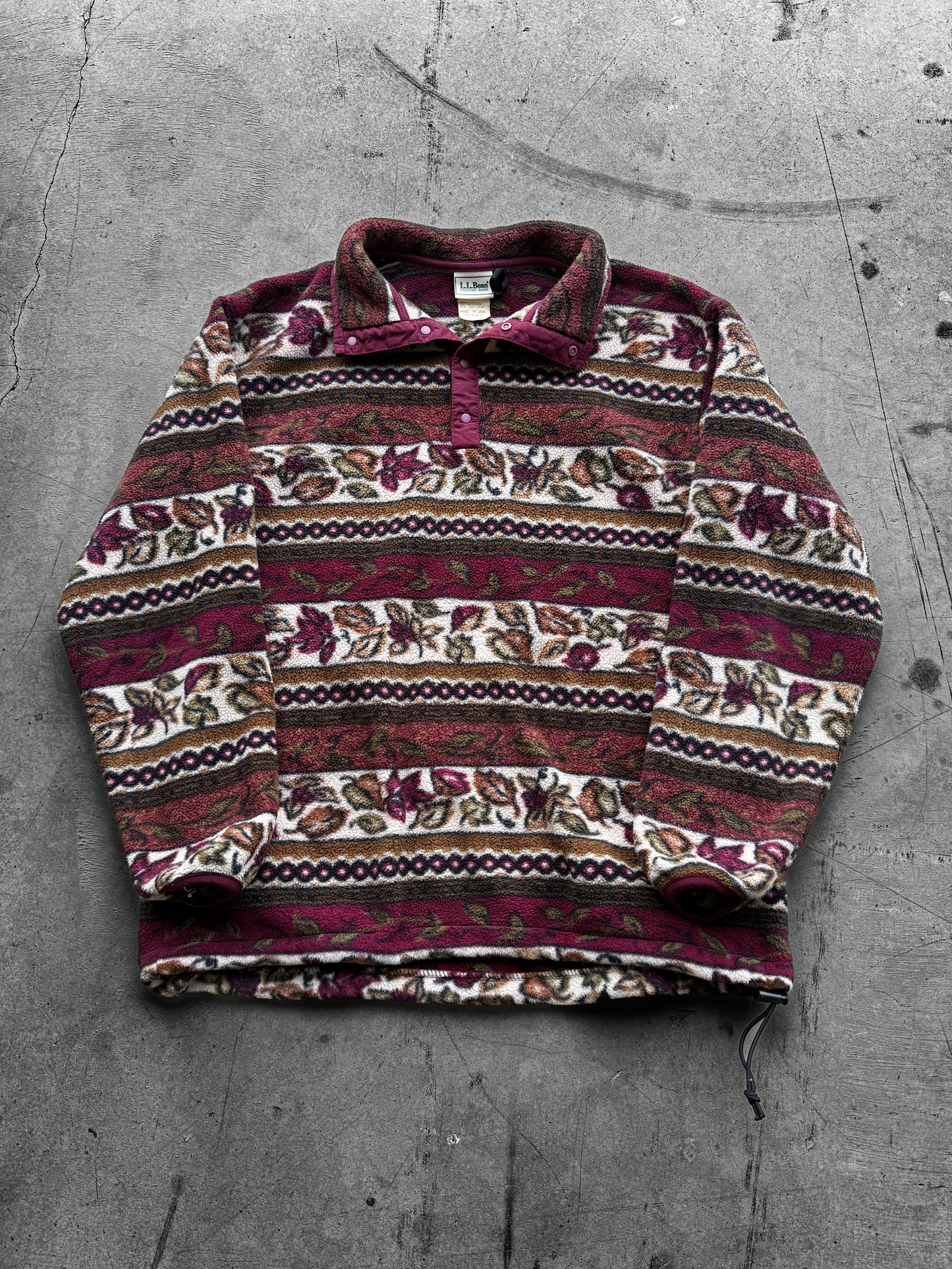 Vintage 90s LL Bean Floral Leaves Fleece ( Wmns Medium )