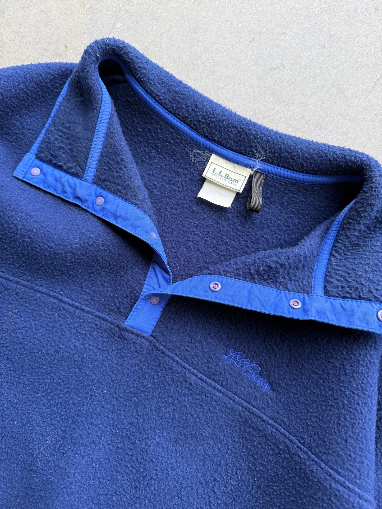 Vintage 1990s L.L.Bean Blue & Purple Quarter Snap Fleece ( XL )