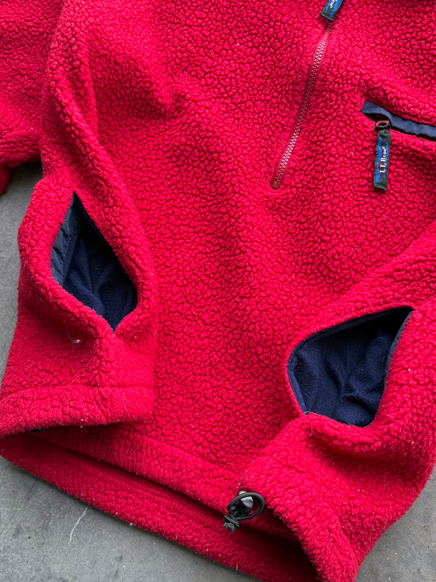 Vintage 1990s LL Bean Fuzzy Quarter Zip Red Fleece