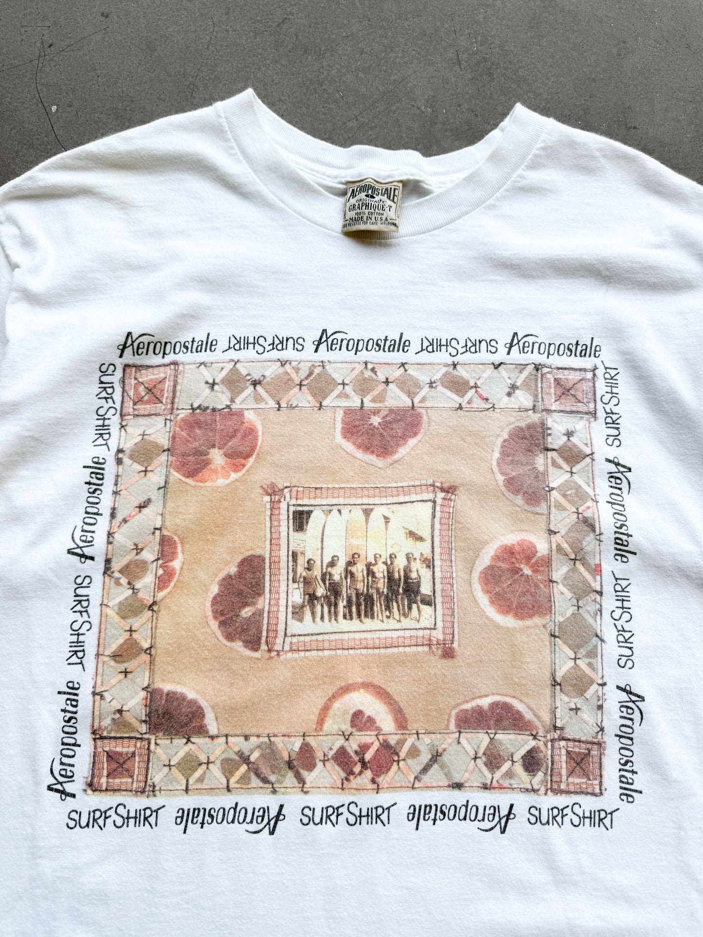 Vintage 1990s Aéropostale Surf Shirt Art Tee ( Large )