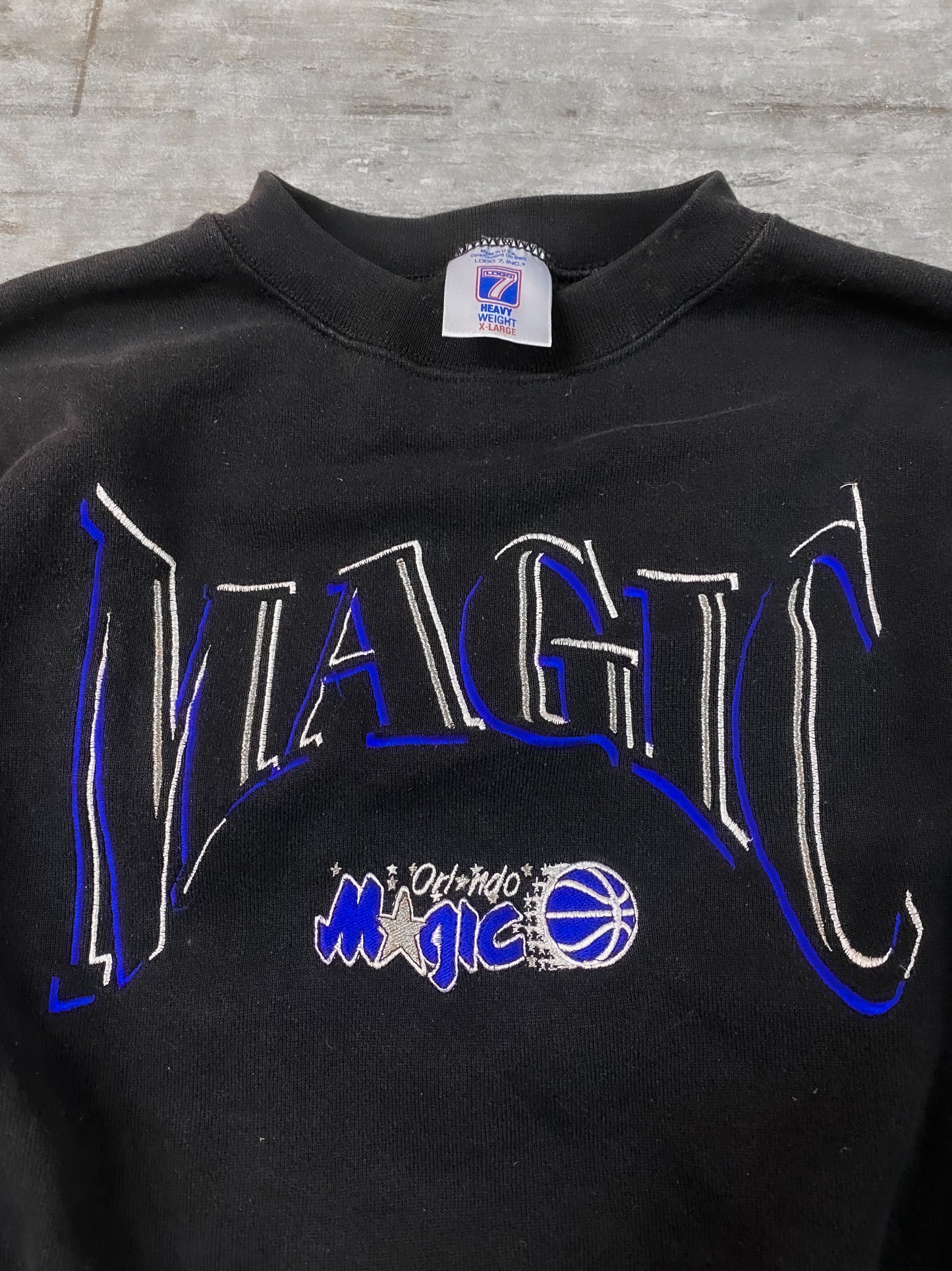 Vintage 90’s Logo 7 Orlando Magic Black Crewneck ( XL )