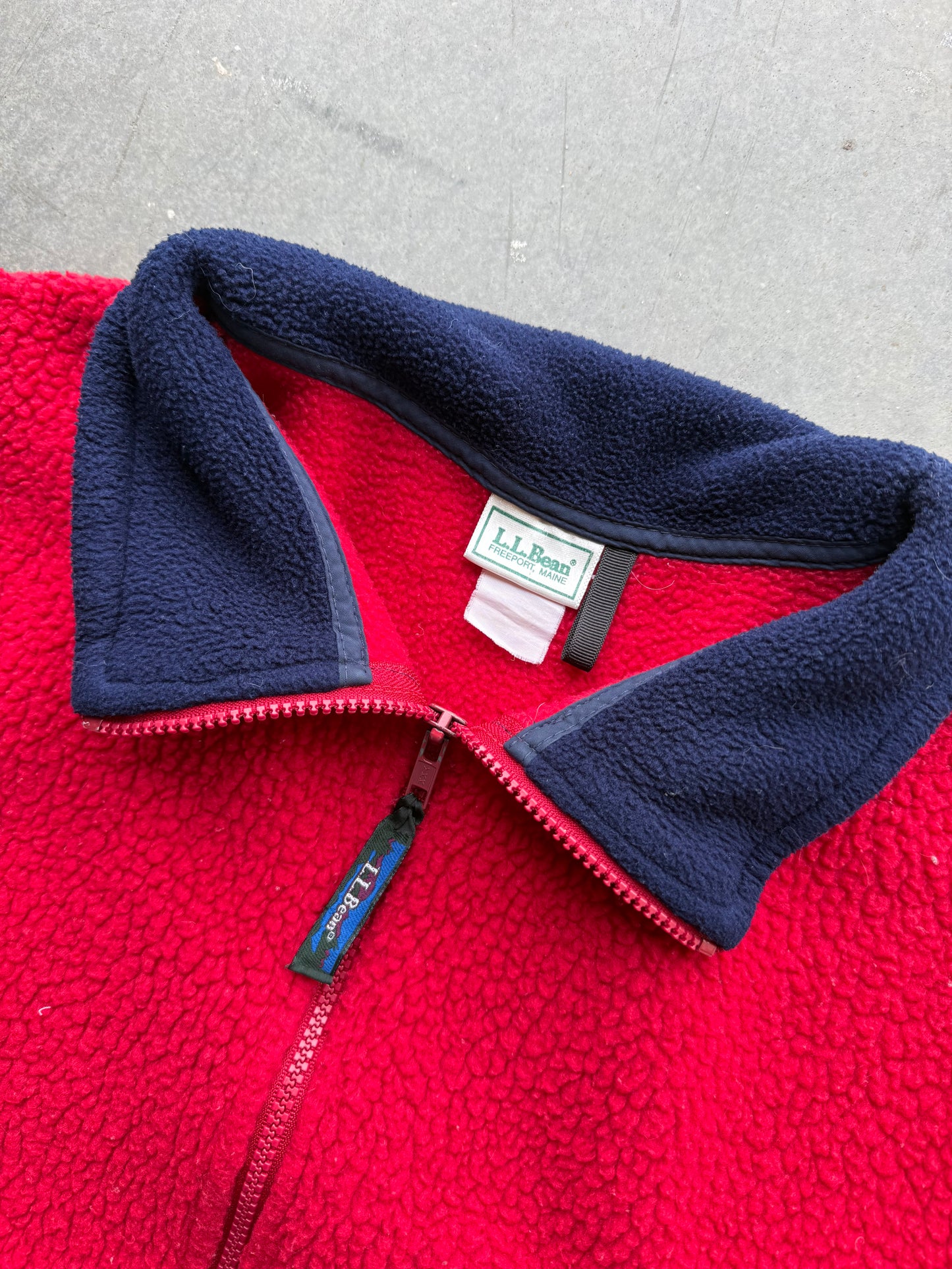 Vintage 1990s LL Bean Fuzzy Quarter Zip Red Fleece