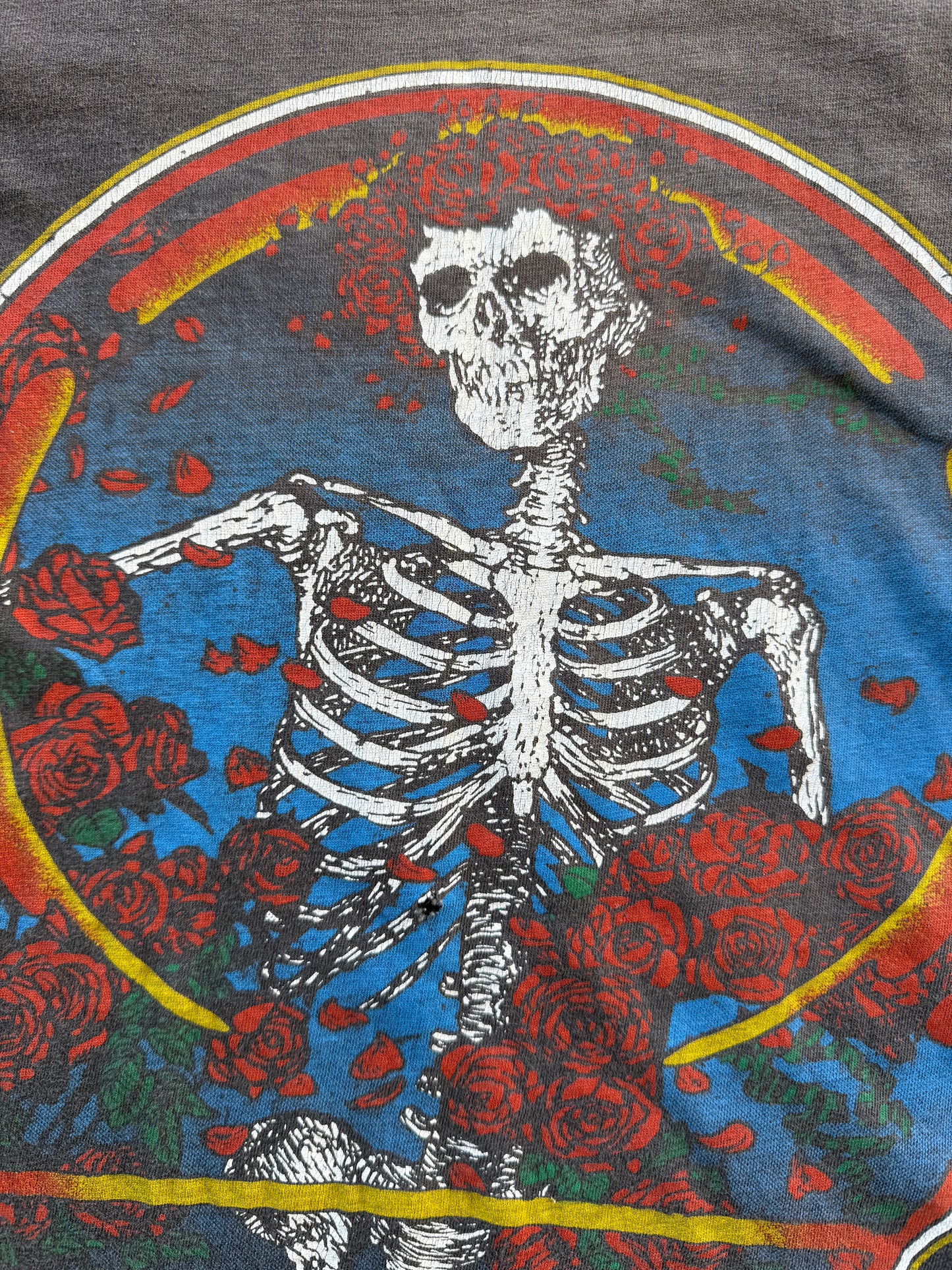 Vintage 1980 Grateful Dead Bertha Skeleton Faded Tour Tee ( Medium )
