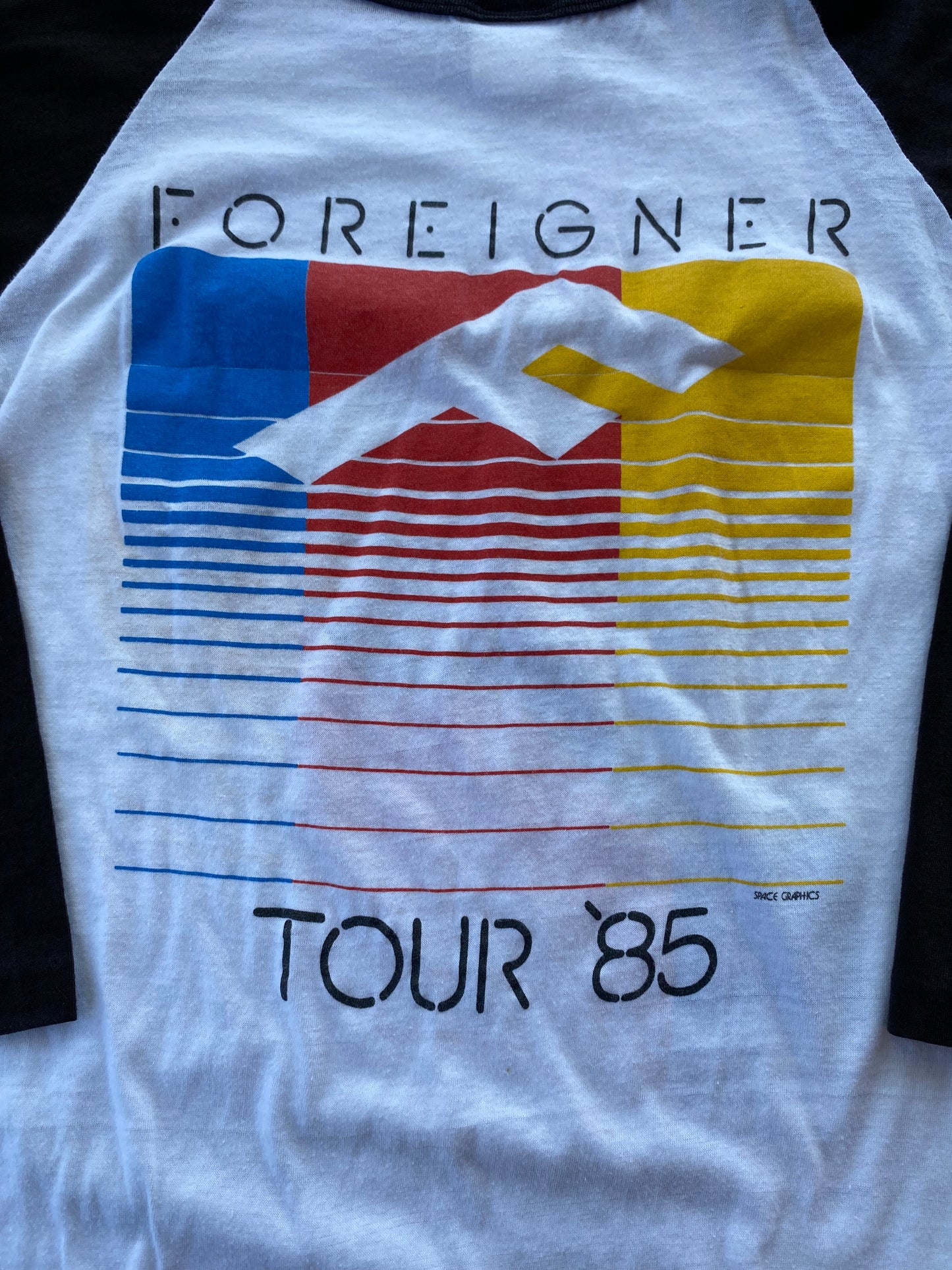 Vintage 1985 Foreigner Band Raglan Tee ( Fits Small )