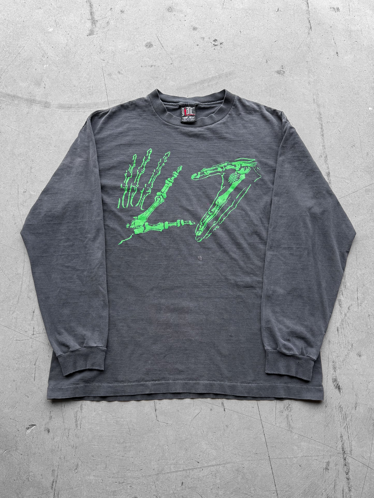 Vintage 90s L7 Long Sleeve Skeleton Hand Tee ( XL )