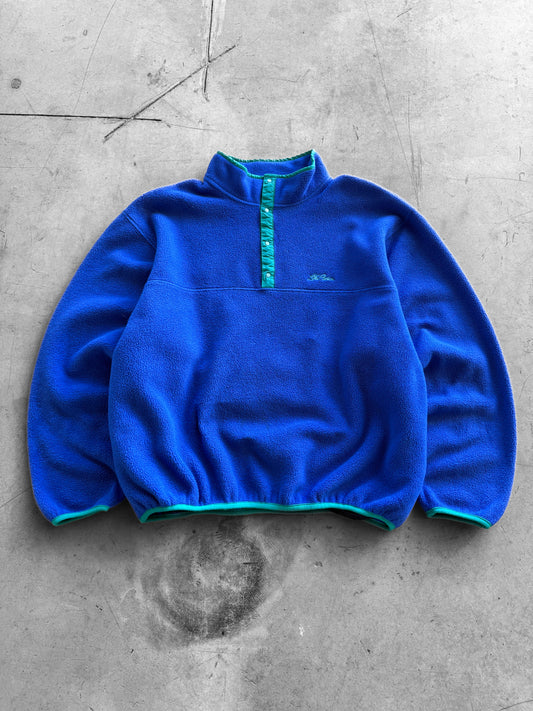 Vintage 1990s L.L. Bean Blue & Green Fuzzy Button Outdoors Fleece ( XL )