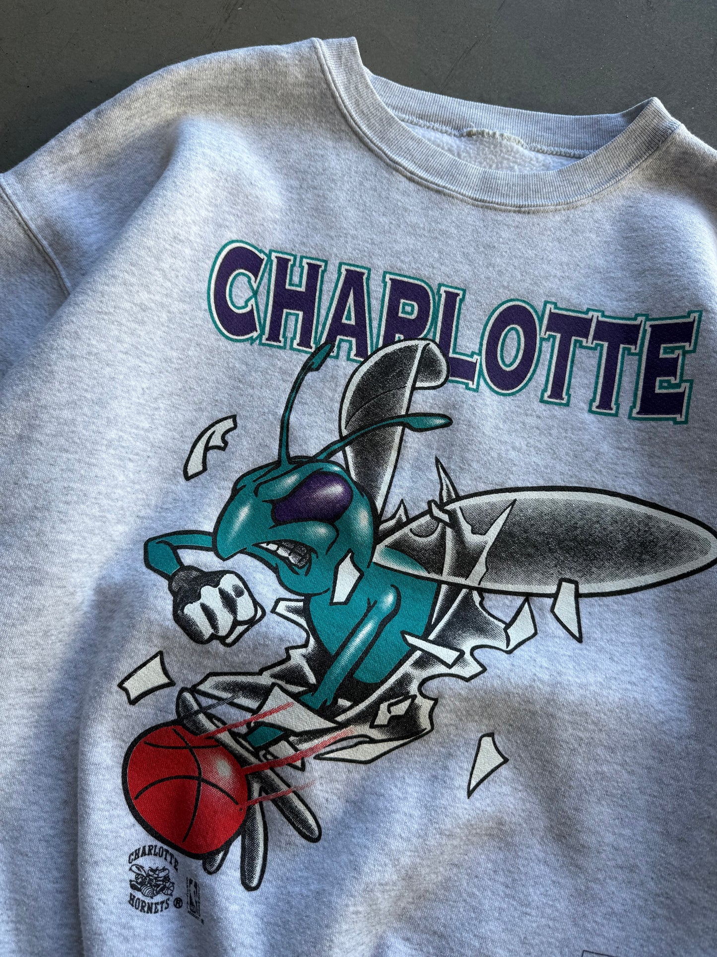 Vintage 1990s Charlotte Hornets Nutmeg Break-Thru Sweatshirt ( XL )