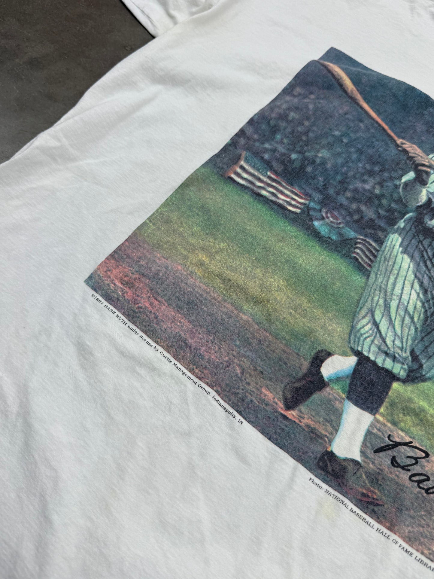 Vintage 1991 Babe Ruth Baseball Art Tee ( XL )