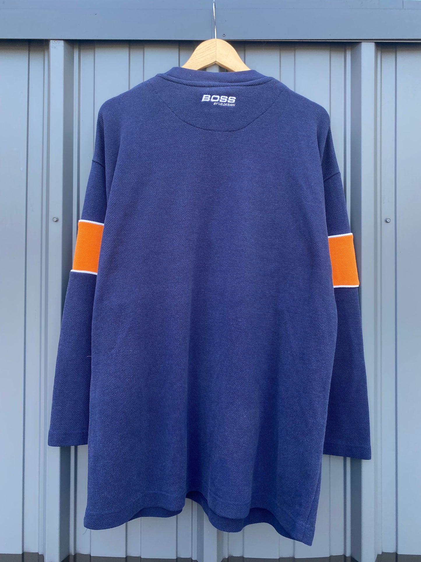 Vintage 90’s BOSS Orange & Navy Pullover Crewneck ( XXL )