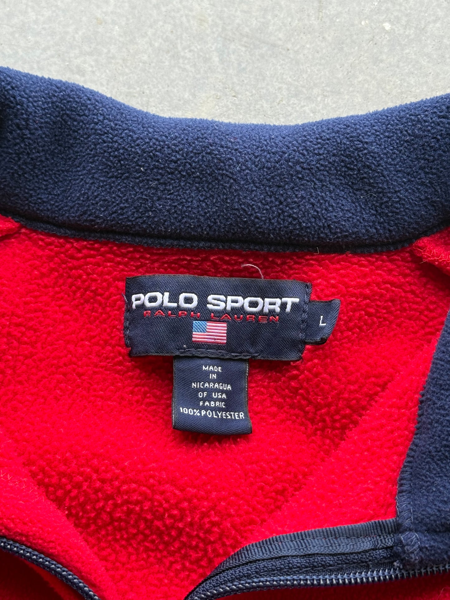 Vintage 1990s Polo Sport Ralph Lauren Quarter Zip Up Fleece ( Large )