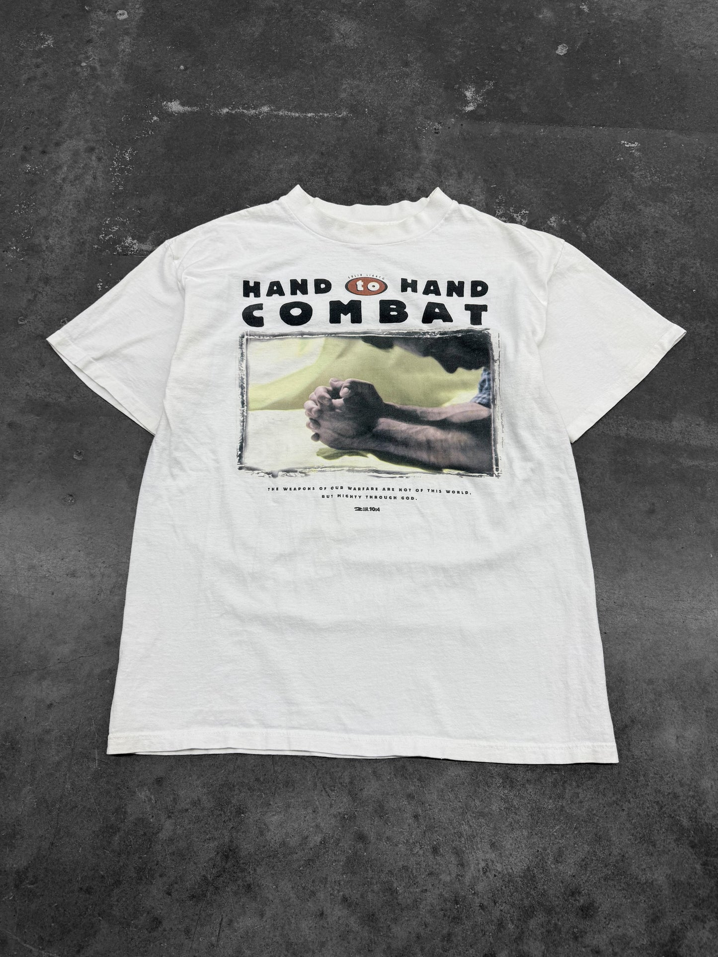 Vintage 1990s Hand To Hand Combat Prayer Tee ( Large )