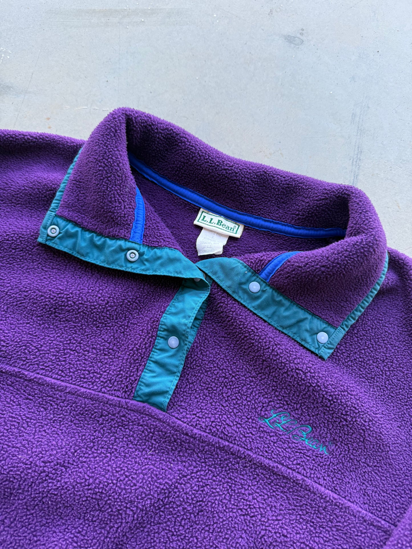 Vintage 90s LL Bean Purple & Green Fleece ( Medium )