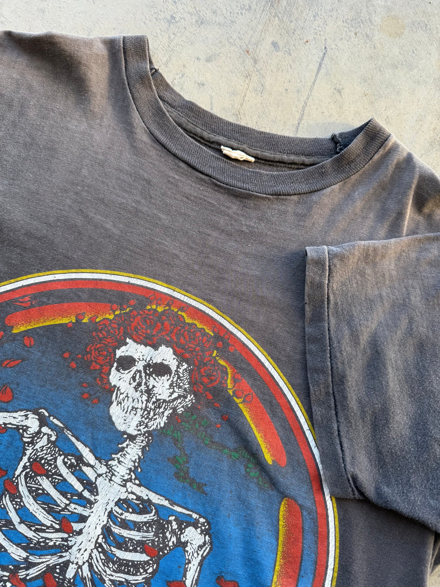 Vintage 1980 Grateful Dead Bertha Skeleton Faded Tour Tee ( Medium )