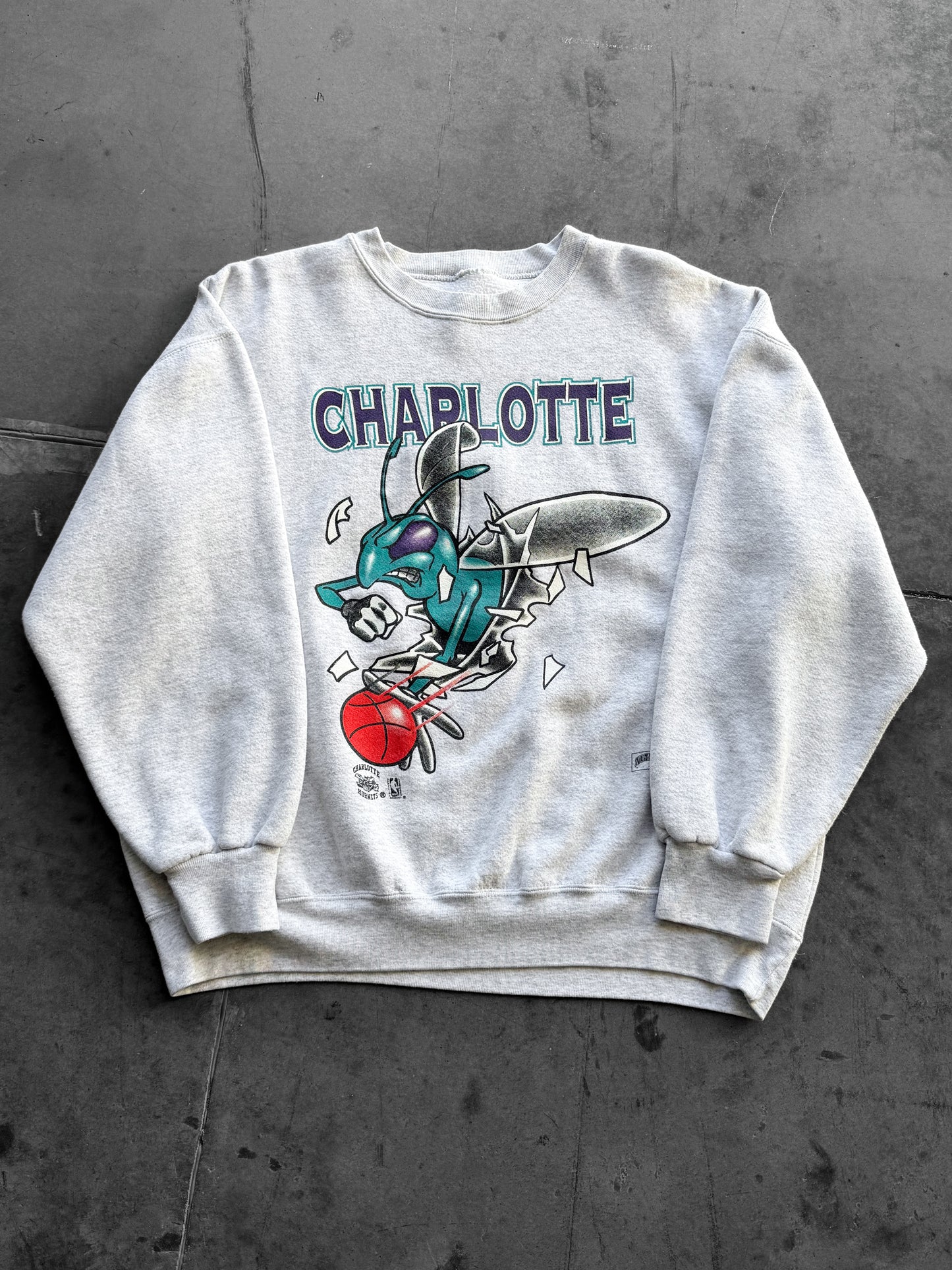 Vintage 1990s Charlotte Hornets Nutmeg Break-Thru Sweatshirt ( XL )