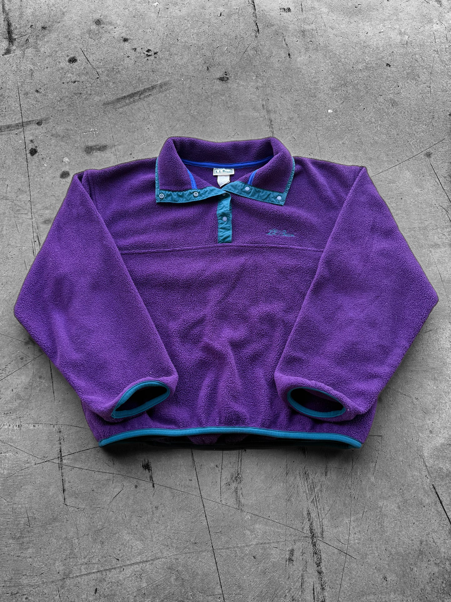 Vintage 90s LL Bean Purple & Green Fleece ( Medium )