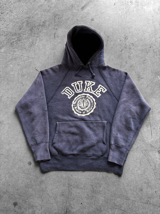 Vintage 50s / 60s Duke University Flock Print Hoodie ( Medium )