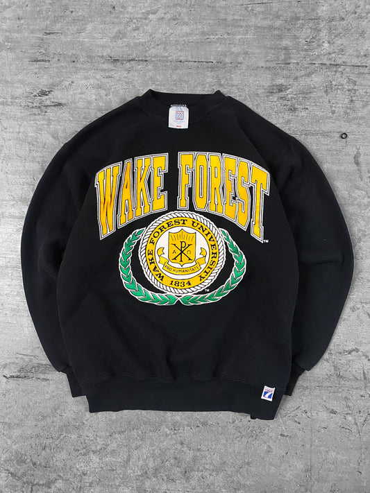 Vintage 90’s Logo 7 Wake Forest Black Crewneck ( Medium )