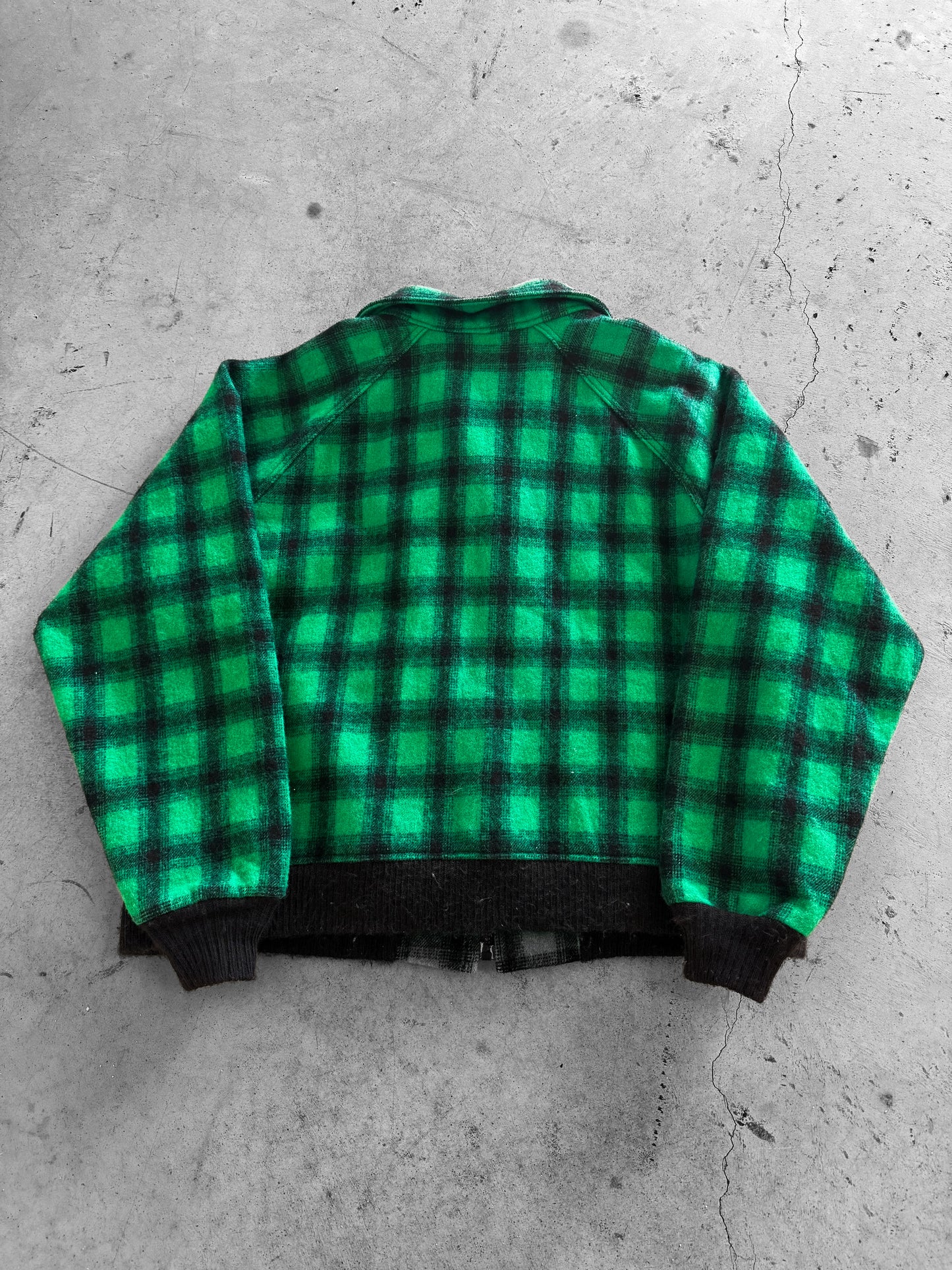 Rare Vintage 1980s LL Bean Wool Zip Up Green Plaid Jacket