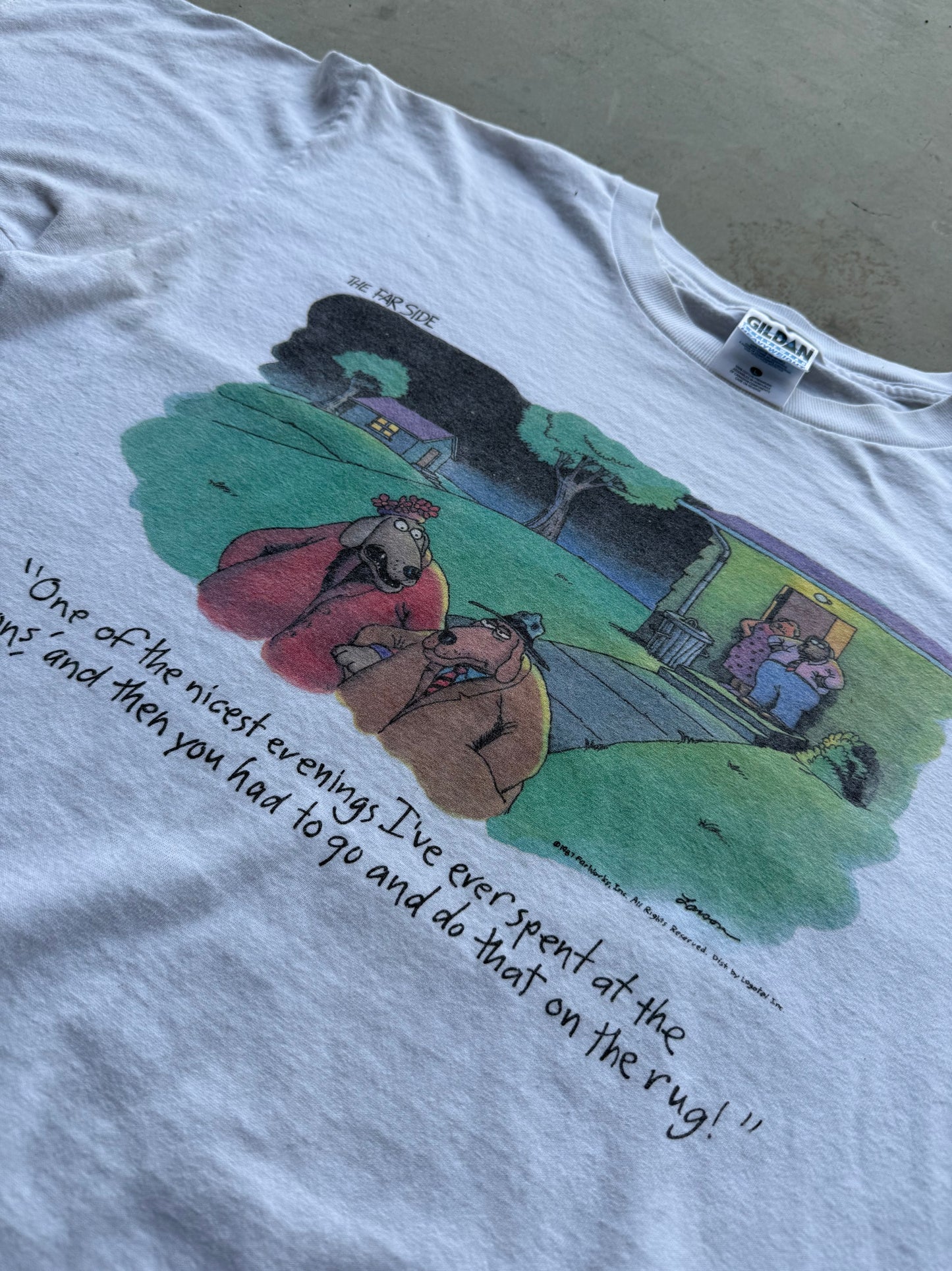 Vintage 90s Farside Graphics Dogs Humor Tee ( Large )