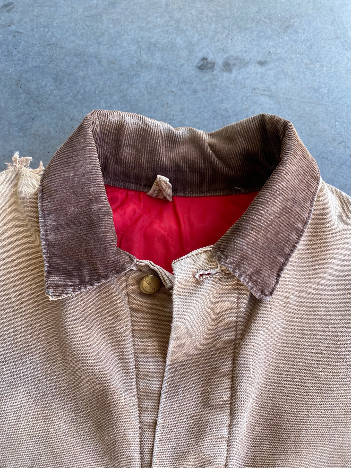 Vintage 90’s Carhartt Tan Chore Distressed Jacket ( XL )