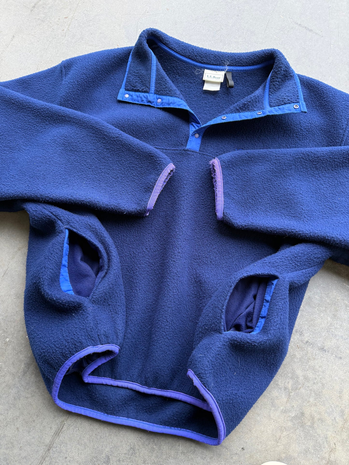 Vintage 1990s L.L.Bean Blue & Purple Quarter Snap Fleece ( XL )