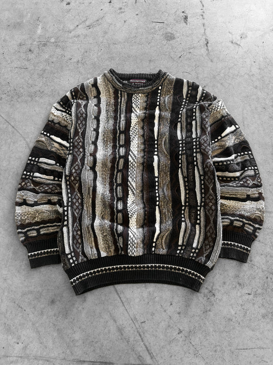Vintage 1990s 3D Knit Roundtree & Yorke Multicolored Mens Sweater ( Medium )
