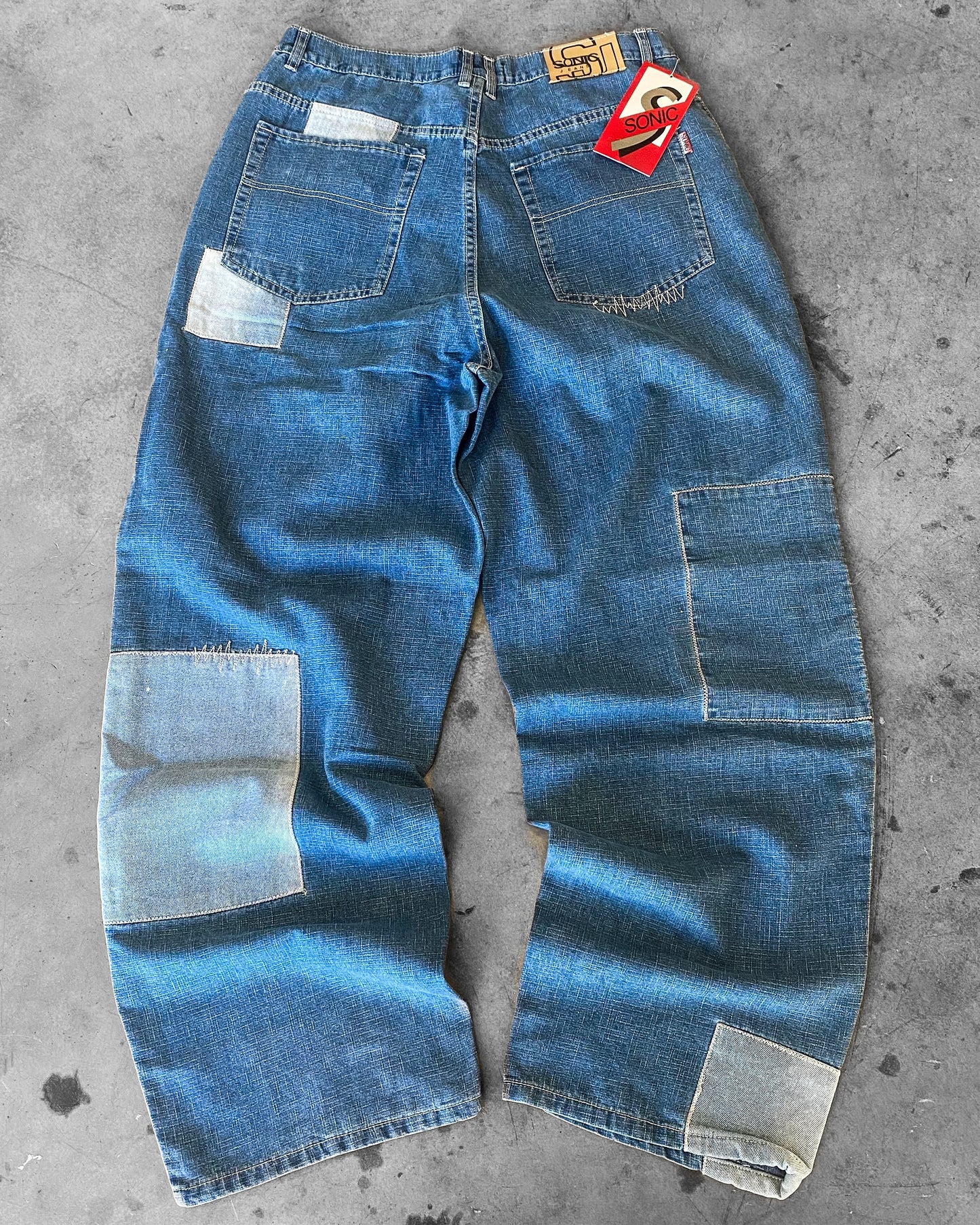 Vintage Y2K Sonic Patchwork Sonic Baggy Mens Jeans (38x32)