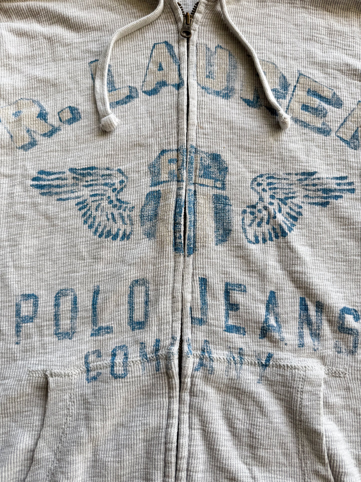 Vintage 2000s Ralph Lauren Polo Jeans Thermal Zip Up Hoodie ( XL )