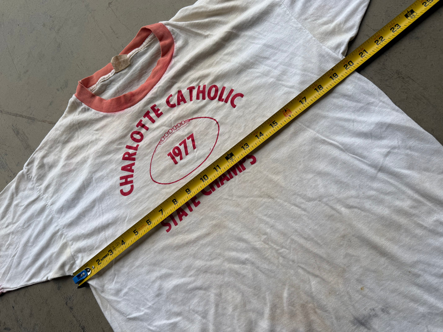 Vintage 1977 Charlotte Catholic State Champs Tee ( Medium )