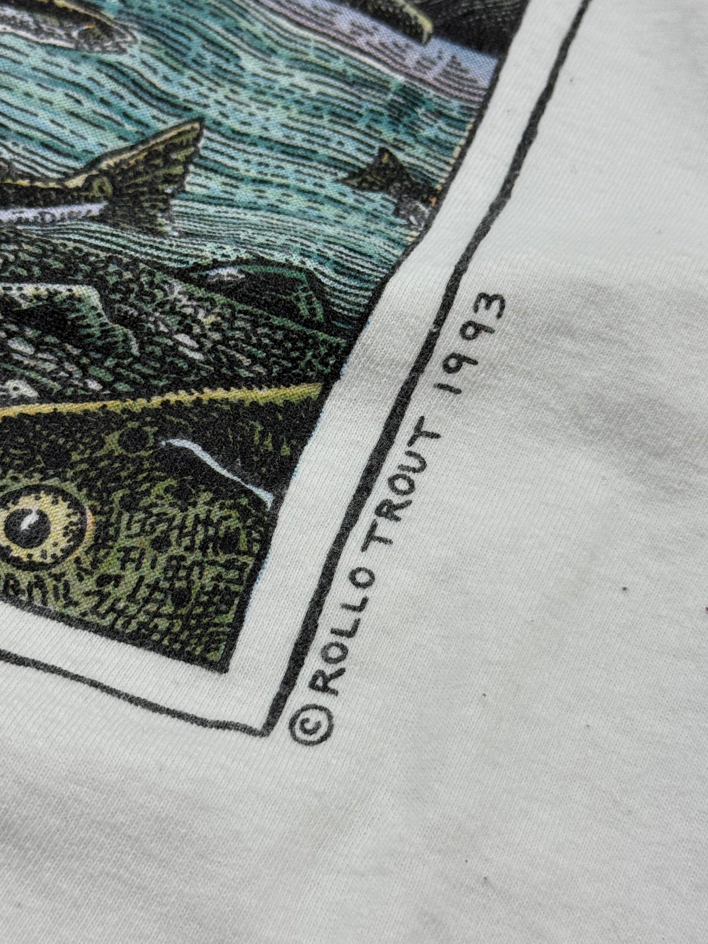 Vintage 90s Nude Fly fishing Art Tee ( XXL )