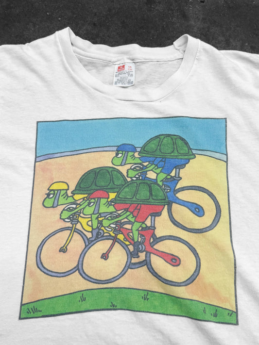 Vintage 1990s Turtle Racing Art Tee ( Large )