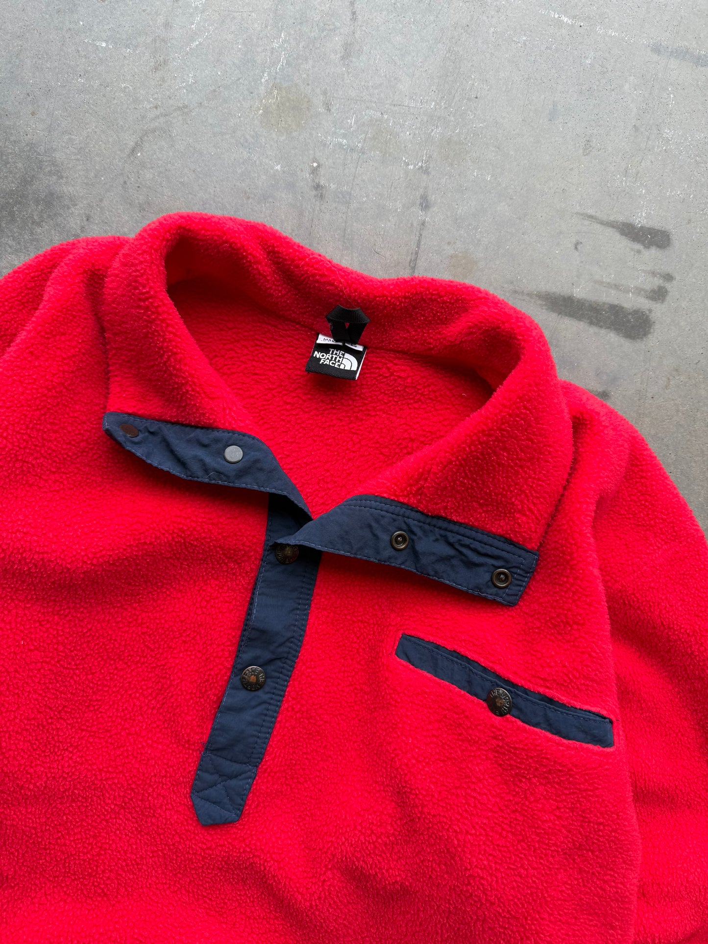Vintage 1990s The North Face Red Made In USA Fleece ( Large )