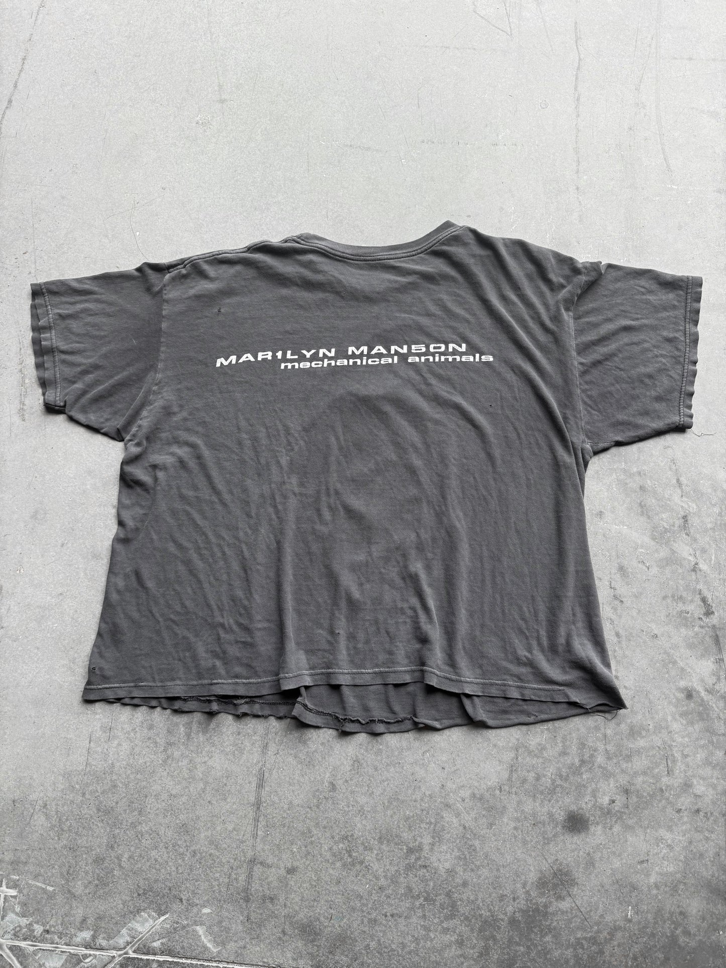 Vintage 1998 Marilyn Manson Mechanical Animal Boxy Thrashed Tee ( XL )