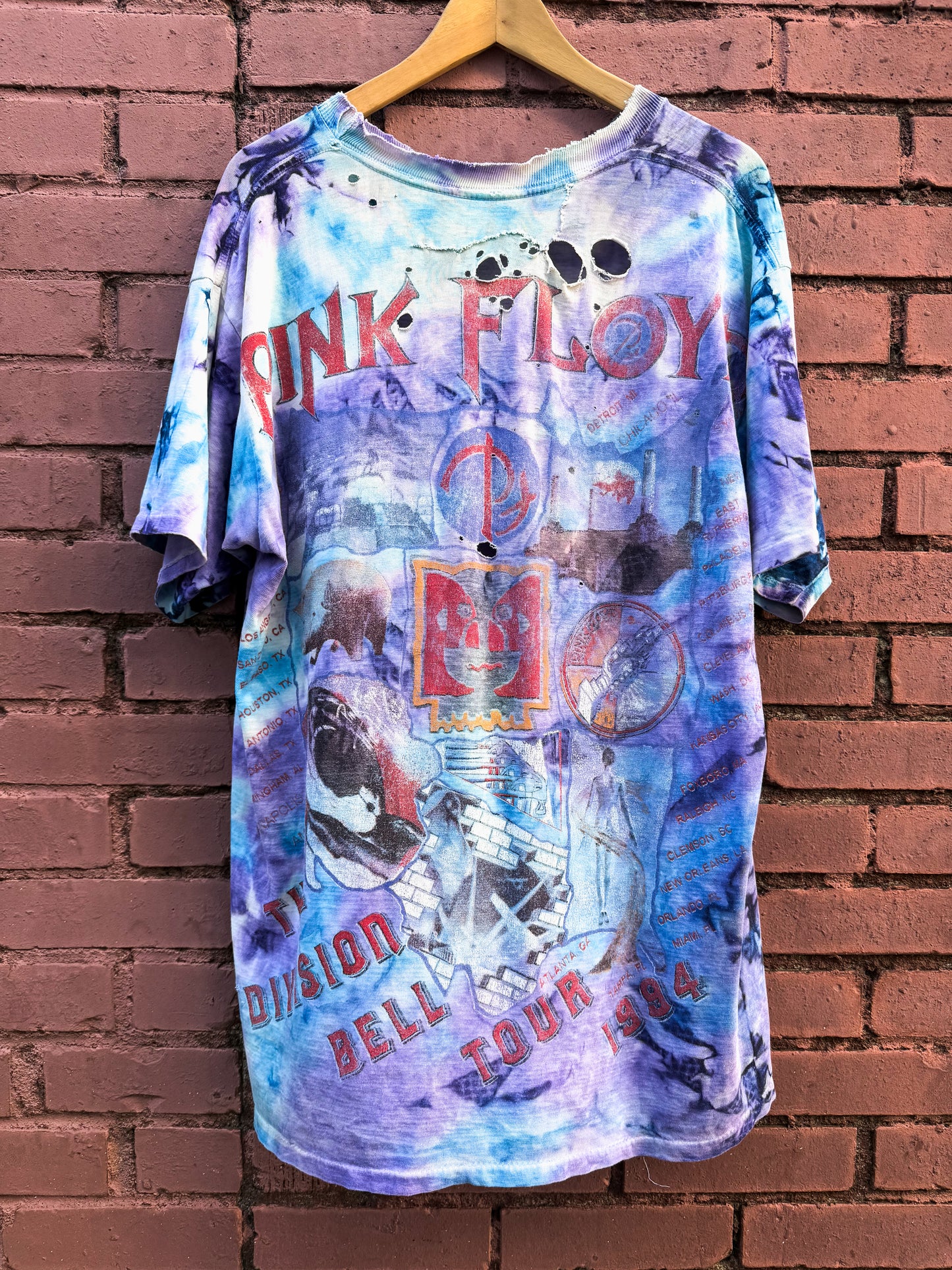 Vintage 1994 Pink Floyd Divsion Bell Tie Dye Tee ( XL )