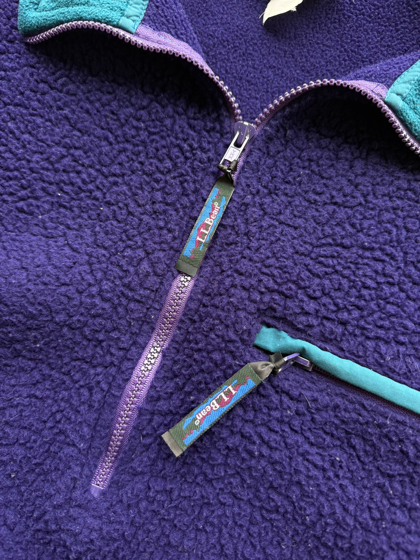 Vintage 1990s L.L.Bean Fuzzy Quarter Zip Purple Fleece ( XL )