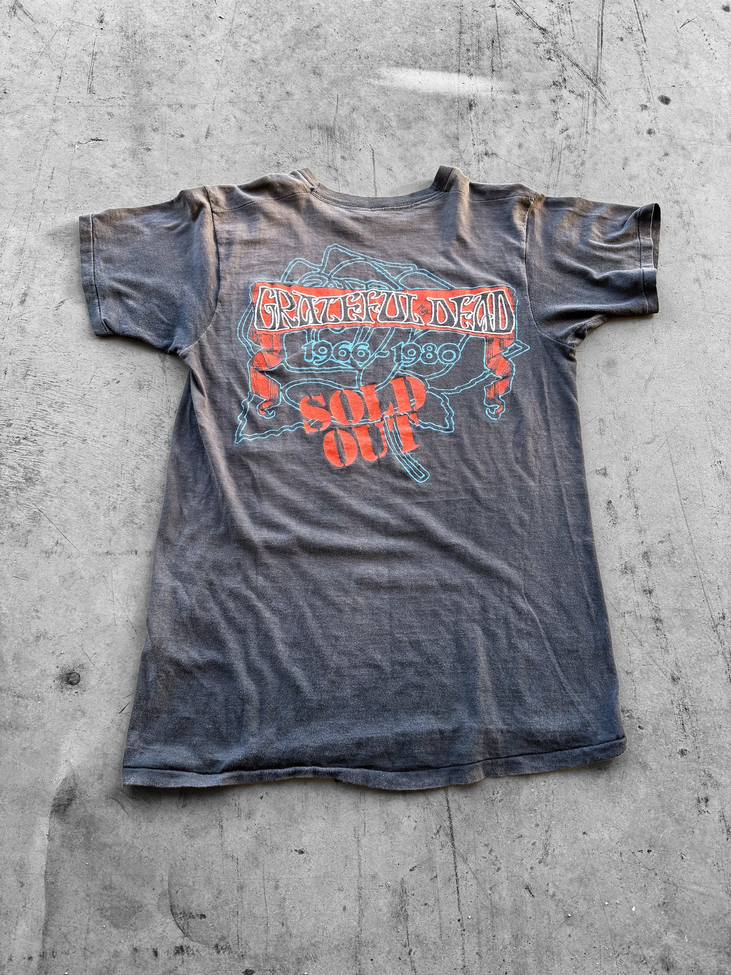 Vintage 1980 Grateful Dead Bertha Skeleton Faded Tour Tee ( Medium )
