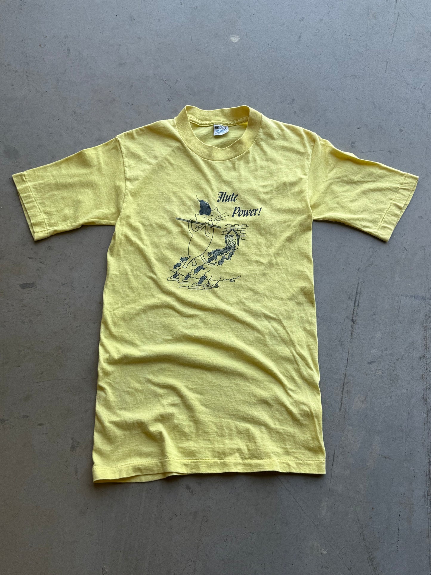 Vintage 70s Flute Power Cat Tee ( Small )