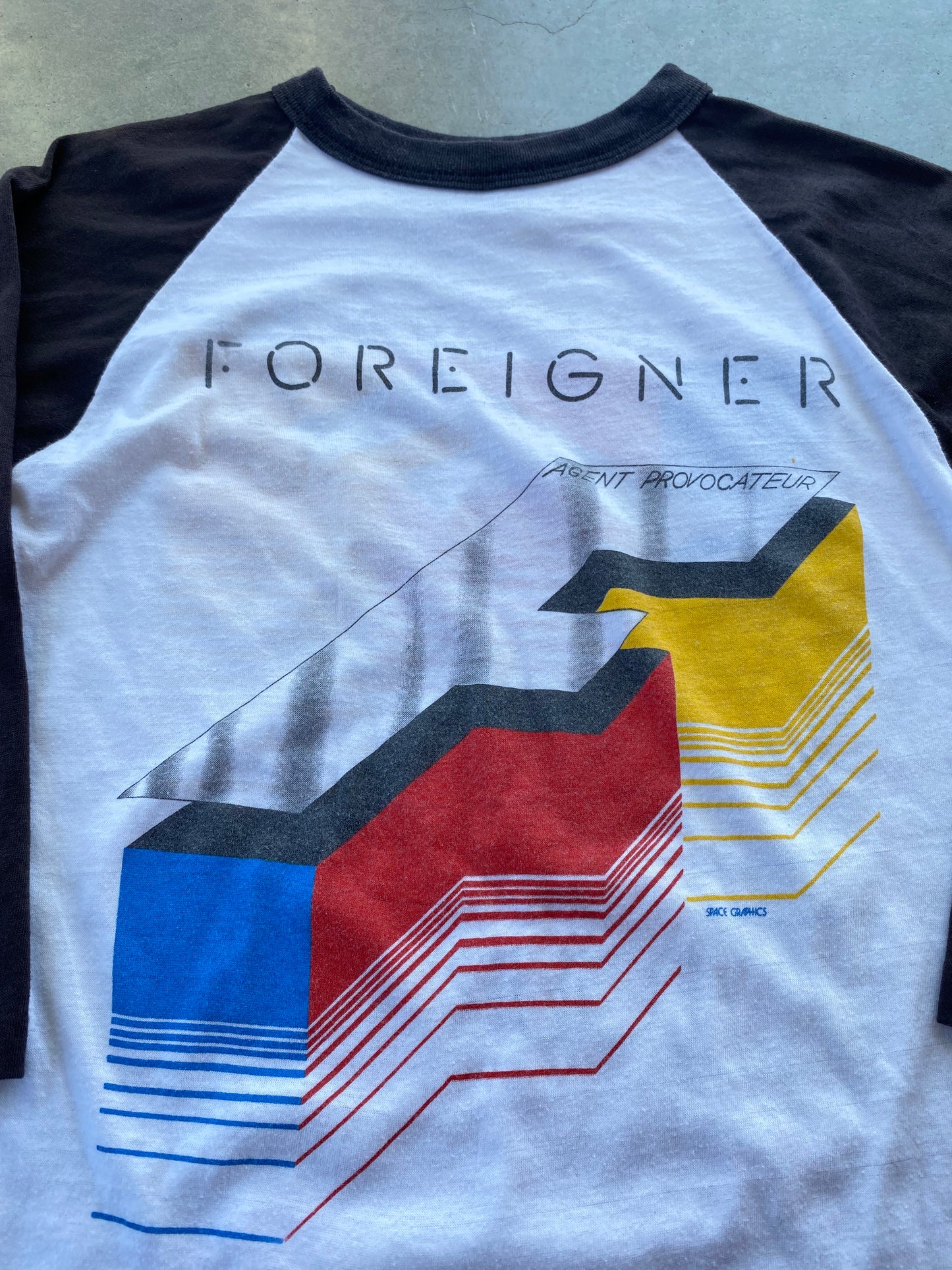 Vintage 1985 Foreigner Band Raglan Tee ( Fits Small )