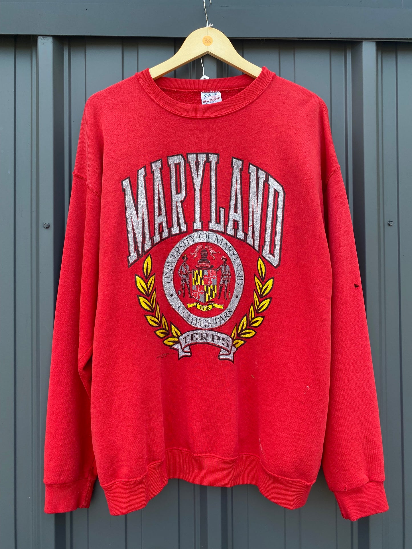 Vintage 1991 Maryland Terps Red Distressed Crewneck ( XL )