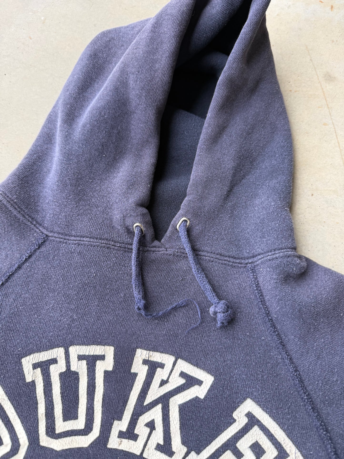 Vintage 50s / 60s Duke University Flock Print Hoodie ( Medium )